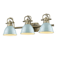 Golden 3602-BA3 AB-SF - Yep by Golden Lighting Duncan 3-light Vanity in Aged Brass and Seafoam shade
